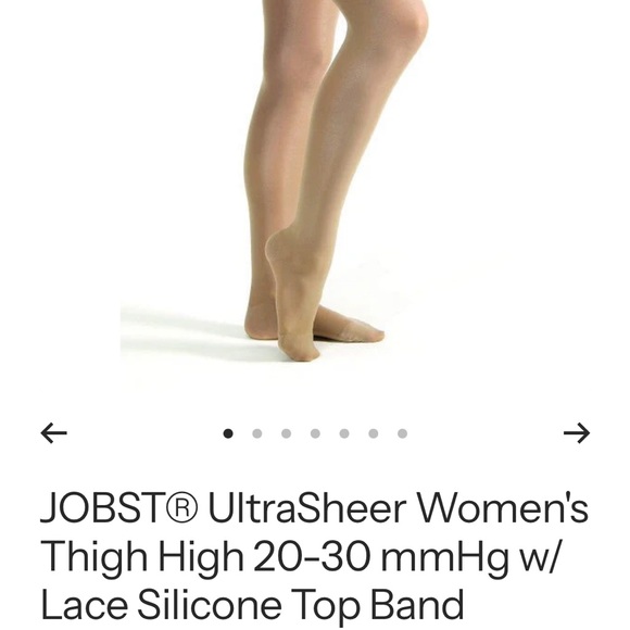 Jobst Compression Thigh High Ultrasheer Stockings w/Lace Silicone Band 20-30mmHg - Picture 4 of 16